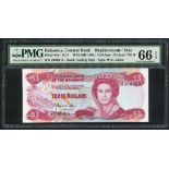 Central Bank of The Bahamas, $3, 1974 (ND 1984), (TBB B309, Pick 44a, MRW RC4),