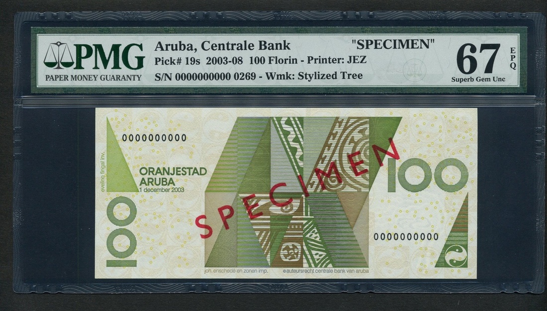 Centrale Bank van Aruba, specimen 100 Florin, 1st December 2003, specimen no. 0269, (TBB B119 P...