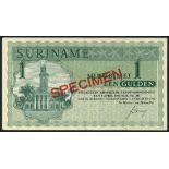 Suriname Muntbiljet, specimen 1 gulden, 1st August 1961, (Pick 116s),