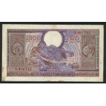 Banque Nationale de Belgique, 1000 francs-200 belgas, 1 February 1943, red serial number A 4947...