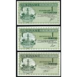 Suriname Muntbiljet, 1 gulden (4), (L.1960), 1st March 1965, 1st June 1967, 1st April 1969, 1st...