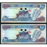 Banque Du Liban, specimen 1000 livres, 1988, 1990, zero serial numbers, (Pick 69a, b),