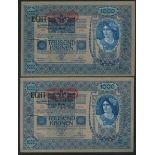 Austro-Hungarian Bank, 1000 Kronen (4), ND (1919, old date 2nd January 1902), (Pick 58),