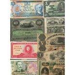 A group of North and Central American notes including Citizens' Bank of Louisiana, 5 dollars, 1...