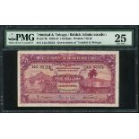 Government of Trinidad and Tobago, $5, 2 January 1939, serial number 14A 83551, (TBB B109b, Pic...