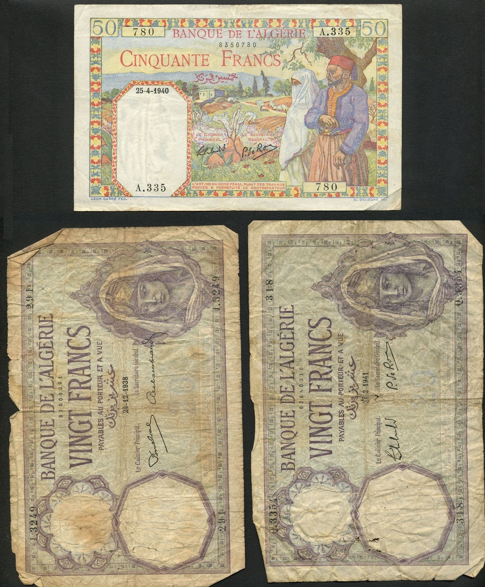 Banque de l'Algerie, 50 francs, 1929, (Pick 71, 77 (3), 78 (3), 79, 80, 84, 85, 91 (3), 92, 94,... - Image 6 of 6
