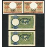 Banca Nazionale D'Albania, Italian Occupation Albania, 5 Franga (2), ND (1939), (TBB B106, B110...