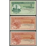 Suriname Muntbiljet, 1, 2 (2) gulden, 1st August, 2nd January 1961, (Pick 116a, 117a),