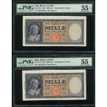 Banc D'Italia, 1000 lire (2), 1947, serial numbers I22 065738-39, (Pick 82),