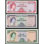 Bank of Jamaica, 5/-, red, serial number EB 297538, (Pick 49, 51B, 51),