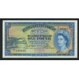 Bermuda Government, £1, 20 October 1952, serial number K/1 939055, (Pick 20a, TBB B121a),