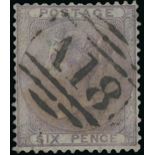 Antigua 1858-60 GB 6d. with a nearly complete but slightly oily strike of the "A18" barred ova...