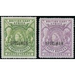 British East Africa 1897-1903 10r. and 20r. overprinted "specimen" (D12a),