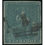 Barbados 1852-55 Blued Paper Issue (2d.) greyish slate used,