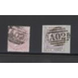 Antigua 1858-60 GB 4d. and 6d. (on piece) with good strikes of the barred oval "A02"