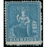 Barbados 1861 Clean-cut Perf. 14 to 16 (1d.) pale blue,