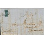 Barbados 1852-55 Blued Paper Issue (2d.) greyish slate, bisected vertically, clearly cancelled...