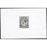 South Africa 1913-24 Issue Die Proof 1d. in black on glazed card (92x60mm.), fine and rare. S.G...