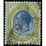 South Africa 1913-24 Issue Issued Stamps 10/- deep blue and olive-green, variety watermark inve...
