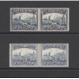 South Africa 1930-44 unhyphenated 2d. blue and violet horizontal pairs (2) in contrasting shad...