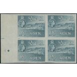 Aden 1953-63 15c. greenish grey, an imperforate plate proof block of four