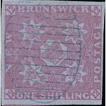 New Brunswick 1851-60 Issue 1/- reddish mauve with good to very large margins showing trace of...