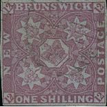 New Brunswick 1851-60 Issue 1/- reddish violet with clear to good margins,