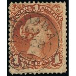 Canada Later Queen Victoria Large Queens 1c. red-brown on laid paper,