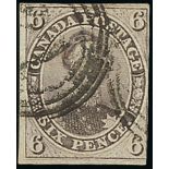 Canada The Pence Issues 1857 Very Thick Soft Wove paper 6d. reddish purple with three good to l...