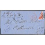 Newfoundland 1857-64 Issue 8d. scarlet-vermilion bisected diagonally and tied on the non-bisect...