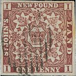Newfoundland 1857-64 Issue 1d. brown-purple with good to large margins,