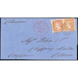 Victoria The Woodblocks Covers 1857 (22 July) entire letter from Geelong per "Columbian to Edin...