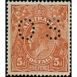 Australian Commonwealth King George V Heads Official Stamps 1916-20 single watermark, rough pap...