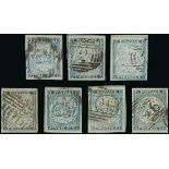 New South Wales 1850-51 Sydney Views Two Pence Plate II Worn impressions, a used selection (7)...