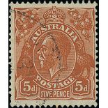 Australian Commonwealth King George V Heads Issued Stamps 1931-36 C of A watermark, 5d. orange-...