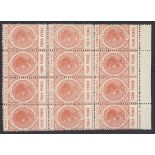 South Australia 1886-1912 "Long Stamps" 1902-04 Thin "postage" 4d orange-red, perf 11½-12½, a b...
