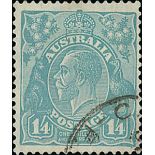 Australian Commonwealth King George V Heads Issued Stamps 1931-36 C of A watermark, 1/4d. turqu...