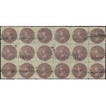 New South Wales Later Issues 1884 (Aug.) Coin perf 13 5/- cold lilac, a used block of eighteen,...