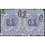 South Australia Official Stamps 1891-99 watermark Crown over "SA" (close), perf 13 4d. violet h...