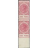 South Australia 1886-1912 "Long Stamps" 1902-04 Thin "postage" 9d. rosy lake, perf 11½-12½, a v...