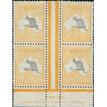 Australian Commonwealth The Kangaroo Issues C of A Watermark Five Shillings 5/- grey and yellow...