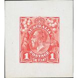 Australian Commonwealth King George V Heads Perkins Bacon 1d. Die Proofs State 2 die proof with...