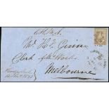 Victoria Half Lengths Covers 1851 (14 Jan.) OHMS entire from Flooding Creek (now Sale)