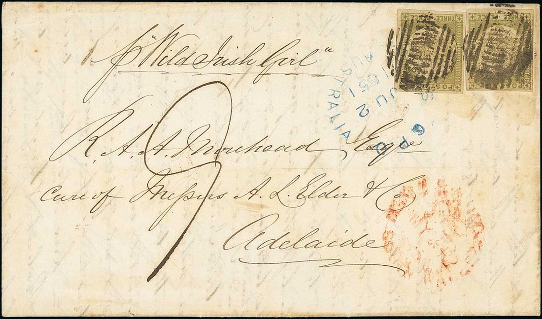 New South Wales 1850-51 Sydney Views Covers 1851 (12 May) double rate entire letter from Sydney...