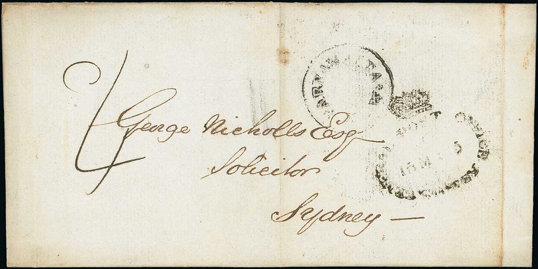 New South Wales Early Letters and Handstamps 1835 (15 Mar.) entire to Sydney, rated "4", showin...