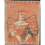 Victoria Half Lengths Ham Printings 1d. 1st. Printing, orange-vermilion, [k],