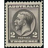 Australian Commonwealth Unissued 2d. and 1/- Engraved, 1914 2d. single-line perf 11 plate proof...