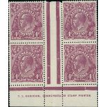 Australian Commonwealth King George V Heads Issued Stamps 1918-23 single watermark, 4d. violet...