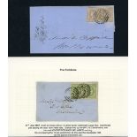 Victoria The Emblems Covers 1857-64 entires/envelopes (6) all addressed internally with 1857 Ca...