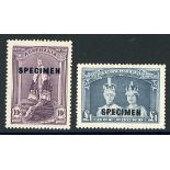 Australian Commonwealth King George VI 1938 Robes 10/- and £1, both overprinted "specimen", bot...